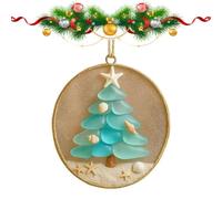 Sea Glass Friendship Decor, Christmas Decorations, Christmas Tree Hanging Ornaments, Handmade Keepsake Gift for Women，Timeless Art Round Shaped Glasses for Best Friend (A)