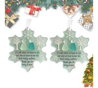 Sea Glass Friendship Decor, Its Not What We Have in Life But Who, 2D Acrylic Snowflake-Shaped Sea Glass Friendship Decor, Friendship Ornaments For Women, Christmas Tree Hanging Ornaments (2PC)