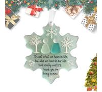 Sea Glass Friendship Decor Ornament, 2D Flat Acrylic Snowflake Christmas Tree Hanging Ornaments, Eternal Friendship Heart-Shaped Christmas Ornaments, Anniversary Souvenir Home Decor, for Friends (A)