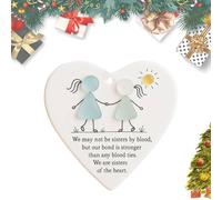 Sea Glass Friendship Decor Ornament, 2D Flat Acrylic Snowflake Christmas Tree Hanging Ornaments, Eternal Friendship Heart-Shaped Christmas Ornaments, Anniversary Souvenir Home Decor, for Friends (G)