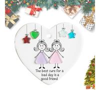 Sea Glass Friendship Decor Ornament, 2D Flat Acrylic Snowflake Christmas Tree Hanging Ornaments, Eternal Friendship Heart-Shaped Christmas Ornaments, Anniversary Souvenir Home Decor, for Friends (C)