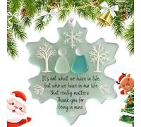Sea Glass Friendship Decor Ornament,Snowflake-Shaped Sea Glass Friendship Decor,2D S/ea Gl/ass Snowflake F/riendship Christmas Tree Hanging Ornament, Anniversary Graduation Gifts,Gifts for Friends