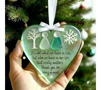 Sea Glass Friendship Decor Ornament, Snowflake-Shaped Sea Glass Friendship Decor, Its Not What We Have in Life But Who, Gift Christmas Tree Hanging Ornaments (C)