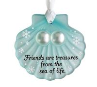 Sea Glass Friendship Decor, Snowflake Shaped Sea Glass Friendship Decor, Glasses Charm Friend-ship, Handmade Friend-ship Heart for Tree Hanging Ornaments, Thank You Keepsake Gift for Best Friend