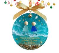 Sea Glass Friendship Keepsake Decor, Sea Glass Friendship Hanging Ornaments For Christmas Tree Decorations, Handmade Timeless Friendships Keepsake For Best Friends, Family, Partner