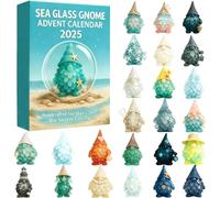 Sea Glass Gnome Advent Calendar 2025, 24 Days Christmas Countdown Calendar with 2D Mini Ornaments, Acrylic Keychains Countdown Calendars, for Christmas Tree Decorations (1pc)