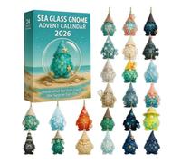 Sea Glass Gnome Christmas Advent Calendar 24 Day Countdown Christmas Decorations Acrylic 2D Pendant Gnome for Tree Window Door Car Mirror Gift Box