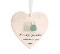Sea Glass Heart Ornament | Ceramic Keepsake Pendant Decor | Timeless Art Decoration Gift For Women, Daughter, Sister, Best Friend, Wedding, Birthday, Christmas, Mothers Day