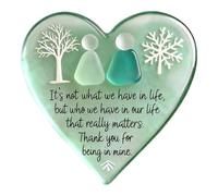Sea Glass Heart Shaped Ornament Friendship Decor Timeless Friendships Heart Keepsake Ornament for Friends Christmas Pendant for Xmas Tree Hanging Unique Keepsake Gifts (Heart-01)