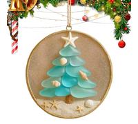 Sea Glass Ornament - 8x8x9cm Christian Nativity Scene, Christian Religious Gifťs | Christmas Tree Decor | A Unīque Beach Themed Pendant And Holiday Atmosphere Prop For Family Gatherings, And Parties