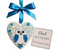 Sea Glass Ornaments - 2D Heart Shaped Christmas Tree Decorations, Hanging Decoration Shape, Colorful and Shiny Holiday Decoration, Rear View Window Ornament Gift