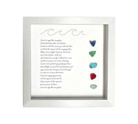 Sea Glass Poetic Colorful Stone Picture Frame, 2026 New Handmade Large Sea Glass Poem Art Framed, I Want to Age like SeaGlass Poem Framed Gift (White)