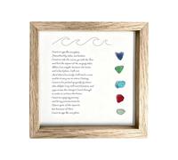 Sea Glass Poetic Colorful Stone Picture Frame, 2026 New Handmade Large Sea Glass Poem Art Framed, I Want to Age like SeaGlass Poem Framed Gift (Khaki)