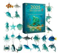 Sea Glass s Oceans Treasures, 2025 Sea Glass Marine Life s With 24 2D Acrylic Adorable Realistic Oceans Animals, 24 Day Marine Animals Figures Christmas CountdownCalendar