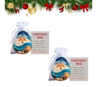 Sea Glass Santa Pocket Hug, Little Pocket Christmas Hug with Encouragement Cards, Cute Santa Claus Mini Charm Ornaments, Emotional Support Keepsake for Friends, Family (2PCS)