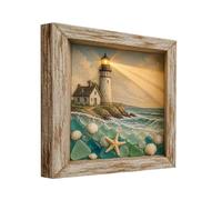 Sea Glass Shadow Box Night Light Decorative Wooden Soft Glow Good Meaning