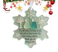Sea Glass Snowflake Friendship Christmas Tree Hanging Ornament,Snowflake-Shaped Sea Glass Friendship Decor,Acrylic Thank You Souvenir,Suitable For Best Friends And Christmas Tree Decorations