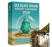 Sea Glass Style Countdown Calendar, Decorative 2D Acrylic Pendant, 2026 Gnome Christmas Countdown Calendar, for Car Rear View Mirror as Festive Year Decoration