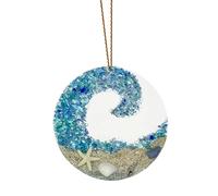 Sea Glass Suncatcher - Ocean Crashing Wave Beach Ornament,Valentine Day Couple Transparent Acrylic Memorial Crafts Pendant,Bedroom and Office Wall Decor Decorative Hanging Ornaments Home Accents