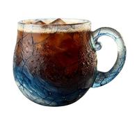 Sea Glass Wave Coffee Mug, Hand-Blown Drink Container, Household Water Mugs, for Hot Coffee Juice Milk Study Living Room Office Kitchen Hotel Birthday Artists Beach House Students