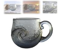Sea Glass Wave Mug, 12 Oz Handblown Oceans Wave Pattern Mug Cup, Handcrafted Resin Oceans Waves Coffee Mugs, Beach Sea Theme Water Cup, for Tea, Coffee, Milk, Beer, Cocktails