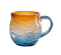 Sea Glass Wave Mug - 12 oz Handcrafted Ocean Wave Glass Mug, Unique Textured Wave Design for Coffee & Tea, Luxury Handcrafted Glassware Gift for Ocean, Beaches, and Surf Lovers