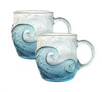 Sea Glass Wave Mug - 12 oz Handcrafted Ocean Wave Glass Mug, Unique Textured Wave Design for Coffee & Tea, Luxury Handcrafted Glassware Gift for Ocean, Beaches, and Surf Lovers