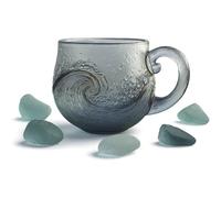 Sea Glass Wave Mug, 12oz Handmade Oceans Wave Coffee Mug, Handcrafted Textured Beach Theme Drinking Cup, Sea Inspired Resin Drinkware for Tea, Coffee, Cold Water, Cocktails, Milk, Juice