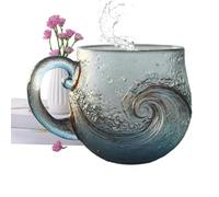 Sea Glass Wave Mug - 12Oz Textured Beach Theme Mug with Handle, Coffee Resin Mugs, Textured Beach Theme Mugs for Workplace Travel Kitchen Home Cafe Parties Gathering