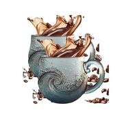 Sea Glass Wave Mug, 2PCS 300ml Handcrafted Textured Glass Mug with Handle, Beach Theme Frosted Wave Coffee Cup for Beach Lovers Beachs House Wine Office Home