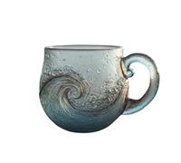 Sea Glass Wave Mug,Art Ceramic Large Teacup,Handcrafted Ocean-Themed Drinkware,Ocean Lover,Glass Ball Wave Shape