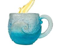Sea Glass Wave Mug, Handcrafted Oceans Glass Wave Mugs, Uniques Textured Beach Theme Mugs for Cafe Bar Whiskey Juice Soda Beer Wine Liquor