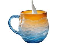 Sea Glass Wave Mug, Sea Glass Sunset Mug with Sunset and Wave duals Design, Coastal Beach Themed Artistic Coffee Cup with Waves Pattern Gift for o cean Lovers