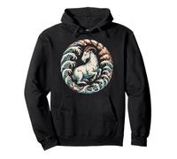 Sea Goat Capricorn Zodiac Astrology Ocean Waves Circle Pullover Hoodie