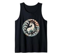 Sea Goat Capricorn Zodiac Astrology Ocean Waves Circle Tank Top