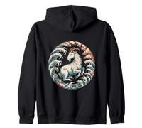 Sea Goat Capricorn Zodiac Astrology Ocean Waves Circle Zip Hoodie