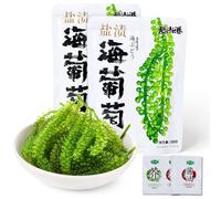 Sea Grapes, 2 Packs with Wasabi & Soy Sauce, Green Caviar Umibudo | Two packs of sea grapes with wasabi and soy sauce sachets for salads, sushi, poke bowls and Asian-style appetisers