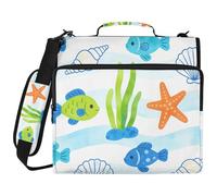 Sea Grass Undermarine Blue 1.5-Inch 3-Ringing Binder Organizer with Handle Multi-Pocket School Binders Organizer for Middle School Organizadores de suministros escolares