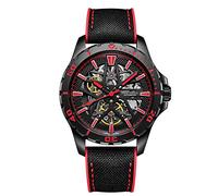SEA-GULL 2022 New Seagull Watch Motorcycle Series Cool Street Style Skeleton Mechanical Men's Watch Men's Wrist Watch 6139HK (Black Red)