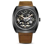 SEA-GULL Men's Automatic Mechanical Watch, Green Dial, Brown Leather Strap, 44mm Stainless Steel Case, 50m Water Resistant, Luxury Skeleton Design, 849.27.6094HK