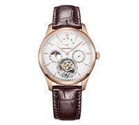 SEA-GULL Men's Tourbillon Mechanical Luxury Moon Phase Watch with Crocodile Strap
