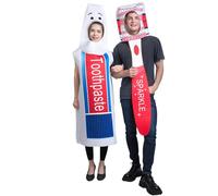 SEA HARE Adult Fun Toothpaste & Toothbrush Couple's Costume Holiday Party Creative Costume (One Size)