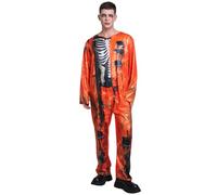 SEA HARE Adult Halloween Skull Orange Prisoner Costume
