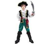 SEA HARE Children's Green Cool Skull Pirate Role Playing Costume (L：10-12 years)