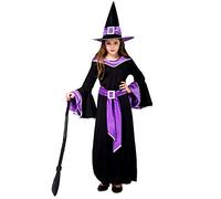 SEA HARE Halloween Girl's Glamour Witch Dress (Purple, M :7-9 Years)