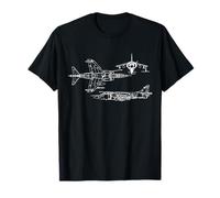 Sea Harrier UK Plane Warbird Blueprint Schematics Diagram T-Shirt
