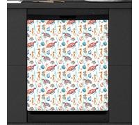 Sea Horse Turtle Seashell Dishwasher Magnetic Cover Kitchen Decor Starfish Anchor Animals Front Dishwasher Refrigerator Magnetic Cover Sticker Appliance Decorative Cover 23 x 26 Inches