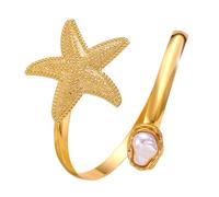 Sea Inspired Adjustable Bangle Opening Upper Arm For Parties Lightweight Arm Jewelry With Imitation Pearls Trendy Cuff For Women