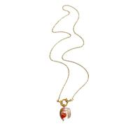 Sea Inspired Stainless Steel Necklace Earrings Set Natural Coral Shell Summer Comfortable Seashell Jewelry Set, One Size, As described, As described
