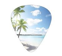 Sea Island Sky Clouds Guitar Picks 12 Pack Set Guitar Gift for Bass Picks Acoustic Guitars Plectrums with Clear Storage Box